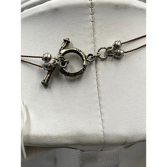 Sterling Silver Toggle Double Strand Smoky Quartz Crystal Necklace 11.83g - Picture 10 of 10